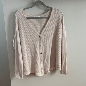 American Eagle Cream Waffle Knit Top